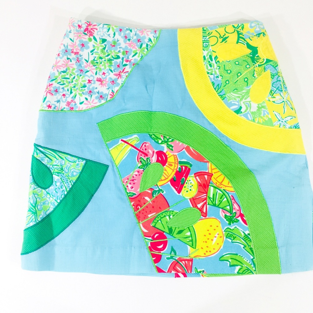 Lilly Pulitzer Lemon Lime Patchwork Skirt Size 8 - Picture 2 of 6
